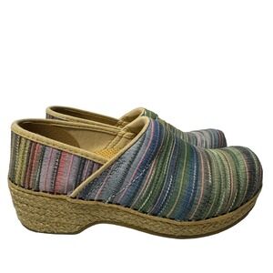 Dansko Jute Pro Clog Womens EU 37 US 6.5-7 Rainbow Multicolor Artisan Weave Shoe